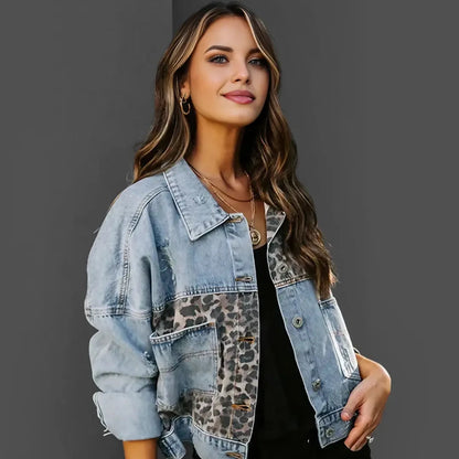 Leopard Print Denim Jacket