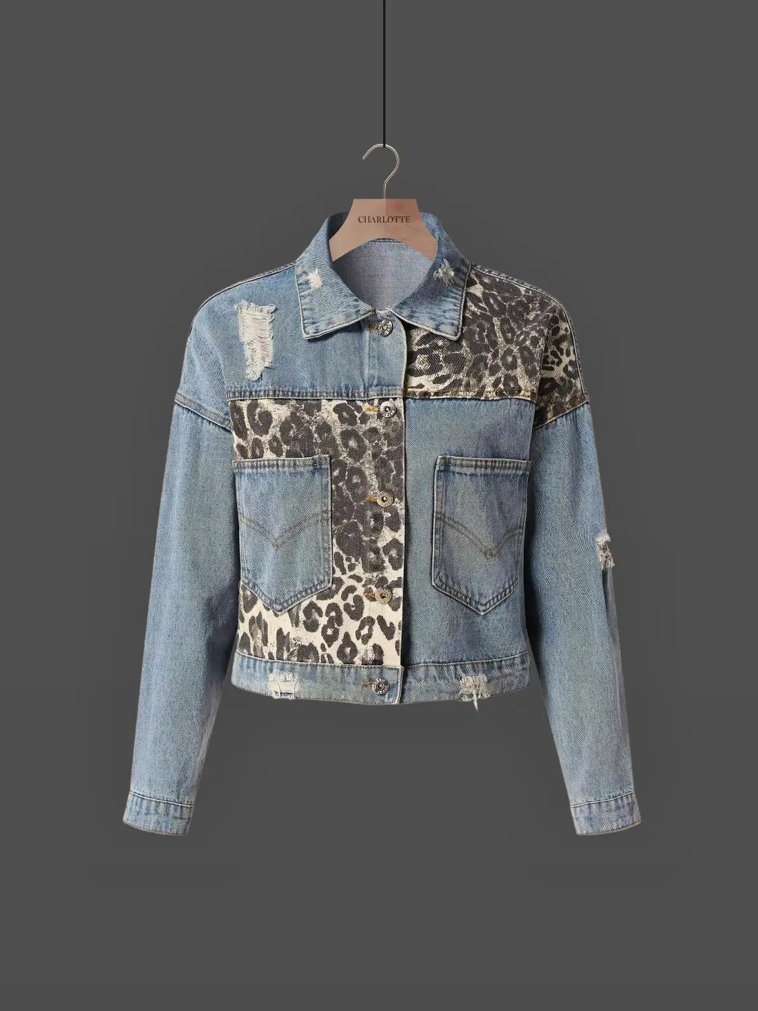 Leopard Print Denim Jacket